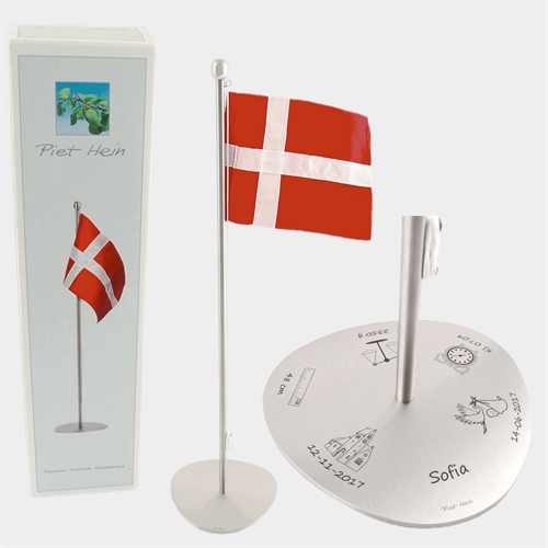 Dåbsflag fra Piet Hein 35 cm - Gratis Gravering 