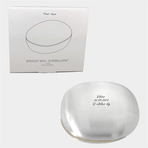 Piet Hein Smykkeskrin børstet stål stor - gratis gravering