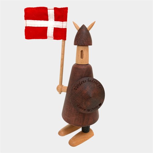 Viking figur inkl. dannebrog flag  - Gratis Gravering 