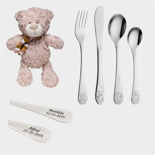 Børne bestik m. Teddy - Gratis Gravering 