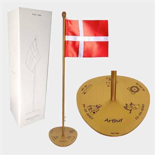 Piet Hein dåbsflag messing 35 cm - Gratis Gravering 
