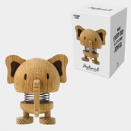 Hoptimist Elefant i Egetræ - Gratis Gravering 