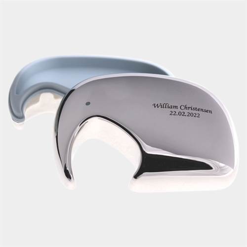 Georg Jensen Elephant skrin i lyseblå og blank stål med gravering